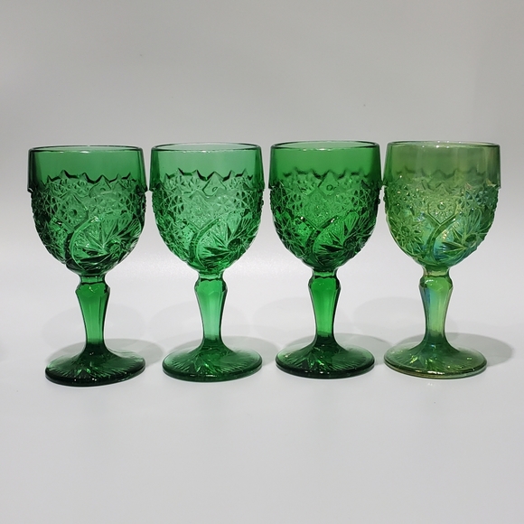 (4☘️) Vntg "Buzz Saw" Uranium 💚& Carnival Green Goblets Double Shot Degenhart - Picture 6 of 15